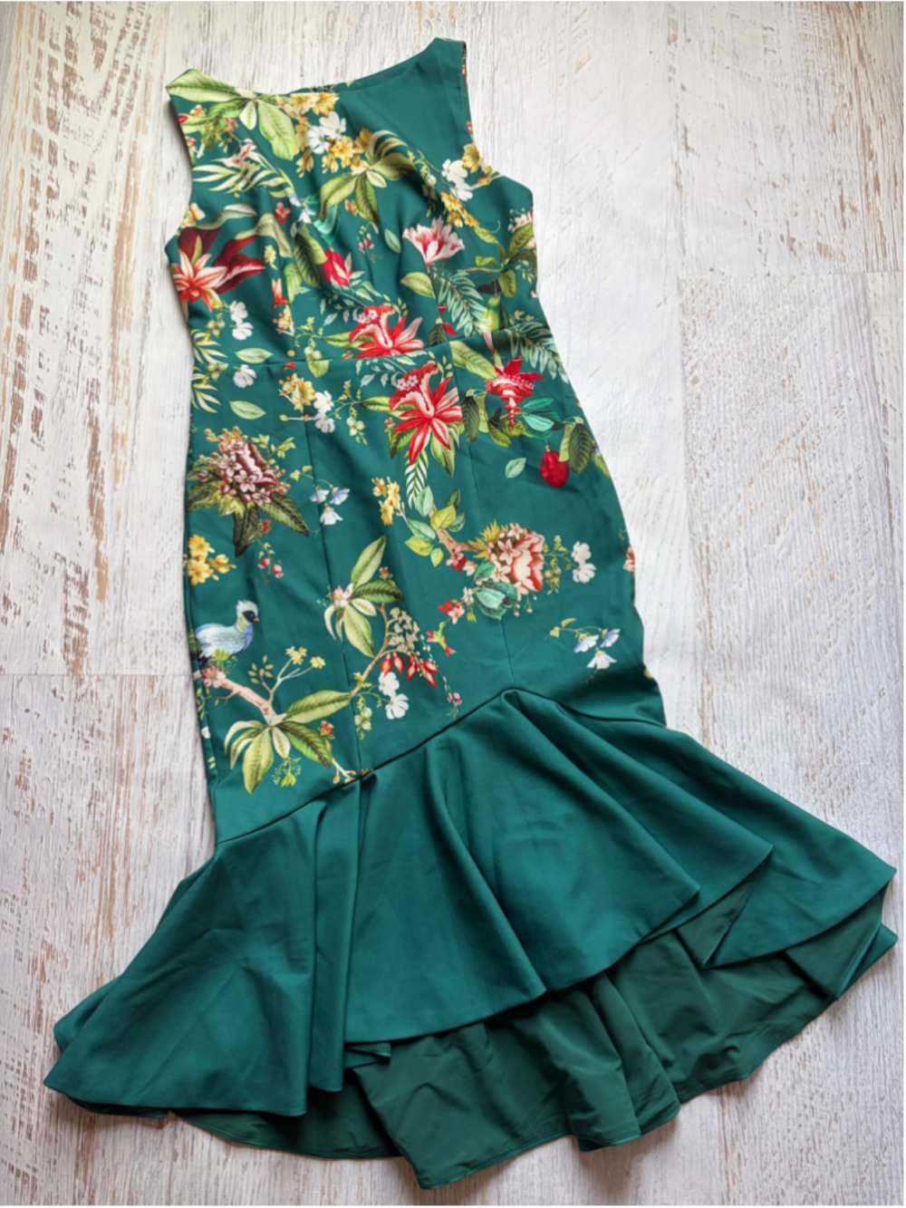 Women's Fehaute Floral Midi Dress Size 10 Green Red